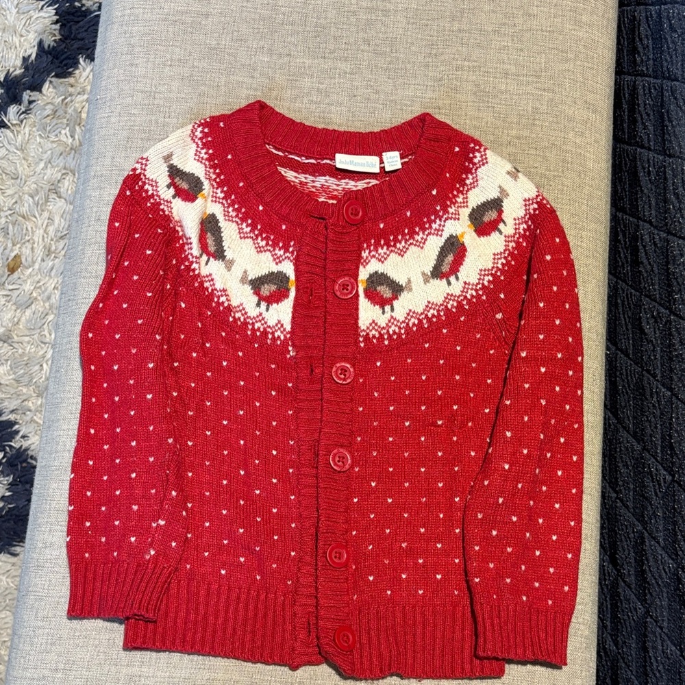 JoJo Maman Bebe Red and White Kids Sweater